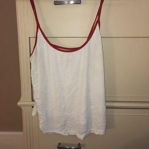 Me to We white tank with red trim